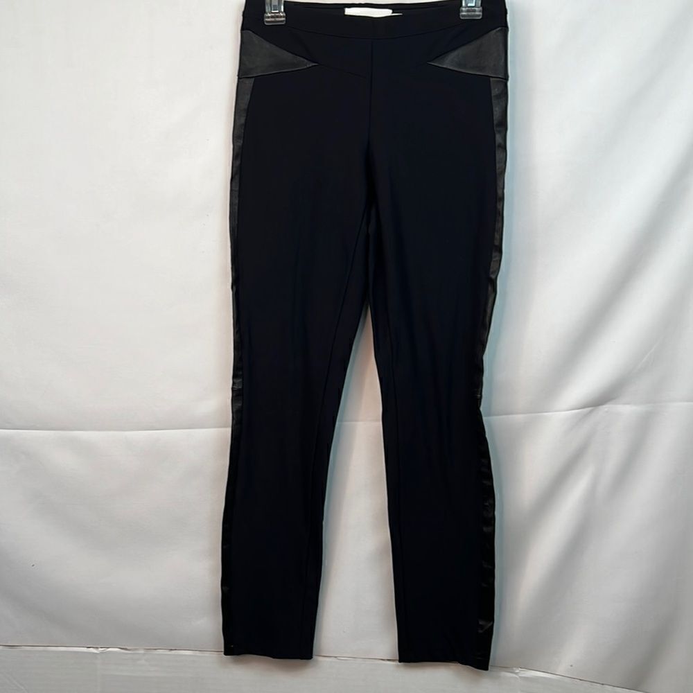 Chaiken Kira Pant in black with faux leather accents sized Small -flaws